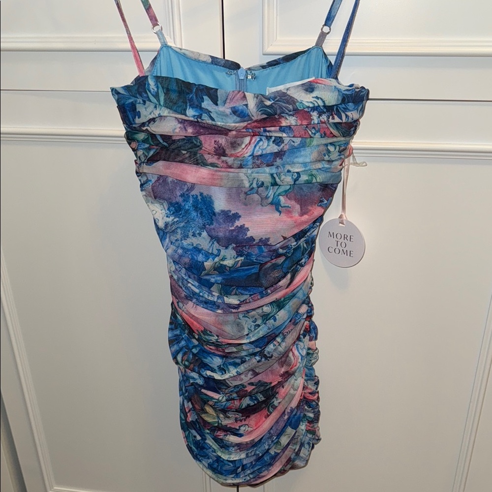 MORE TO COME - Blue and Pink Ruched Dress